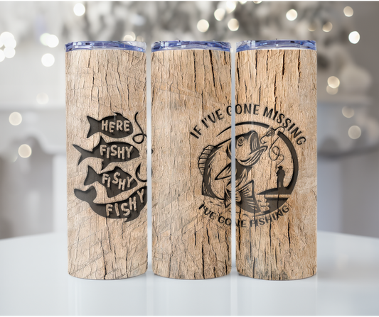 #89 I've Gone Fishing Wood Tumbler