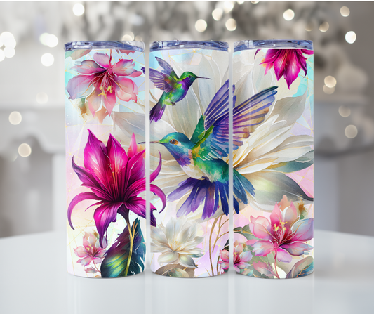 #93 Hummingbirds Floral Tumbler