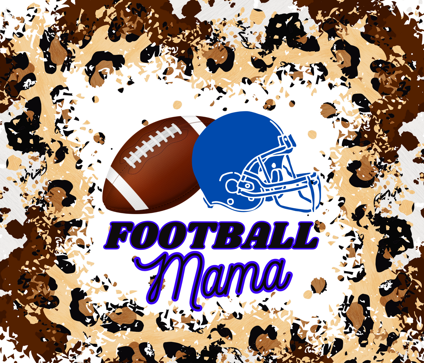 #99 Blue Cheeta Football Mama Tumbler