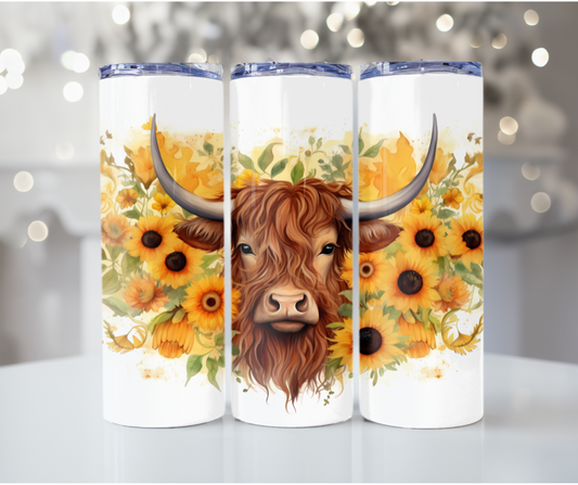 #40 Highland Cow Sunflower Tumbler